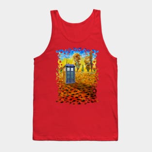 Blue Phone booth at Grass field Tank Top